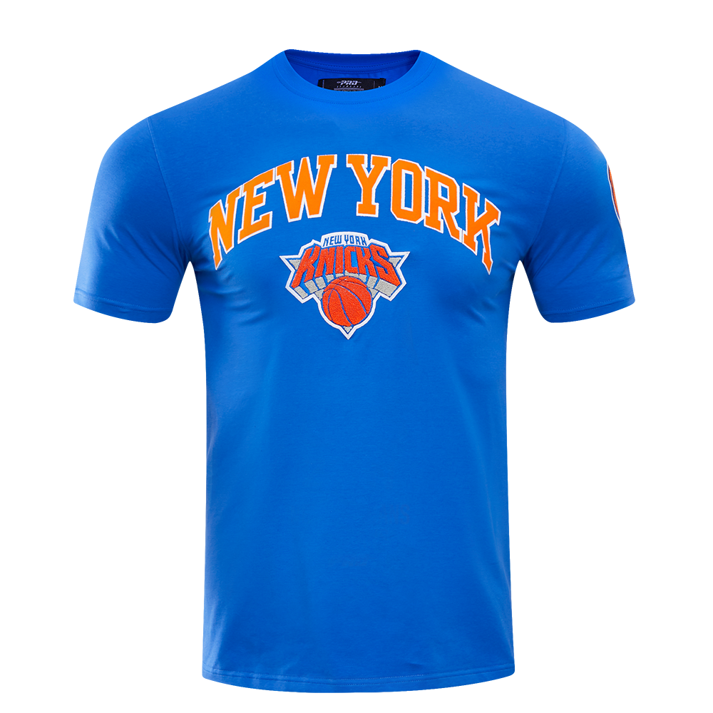 NBA NEW YORK KNICKS CLASSIC BRISTLE T-SHIRT POUR HOMME (BLEU ROYAL)