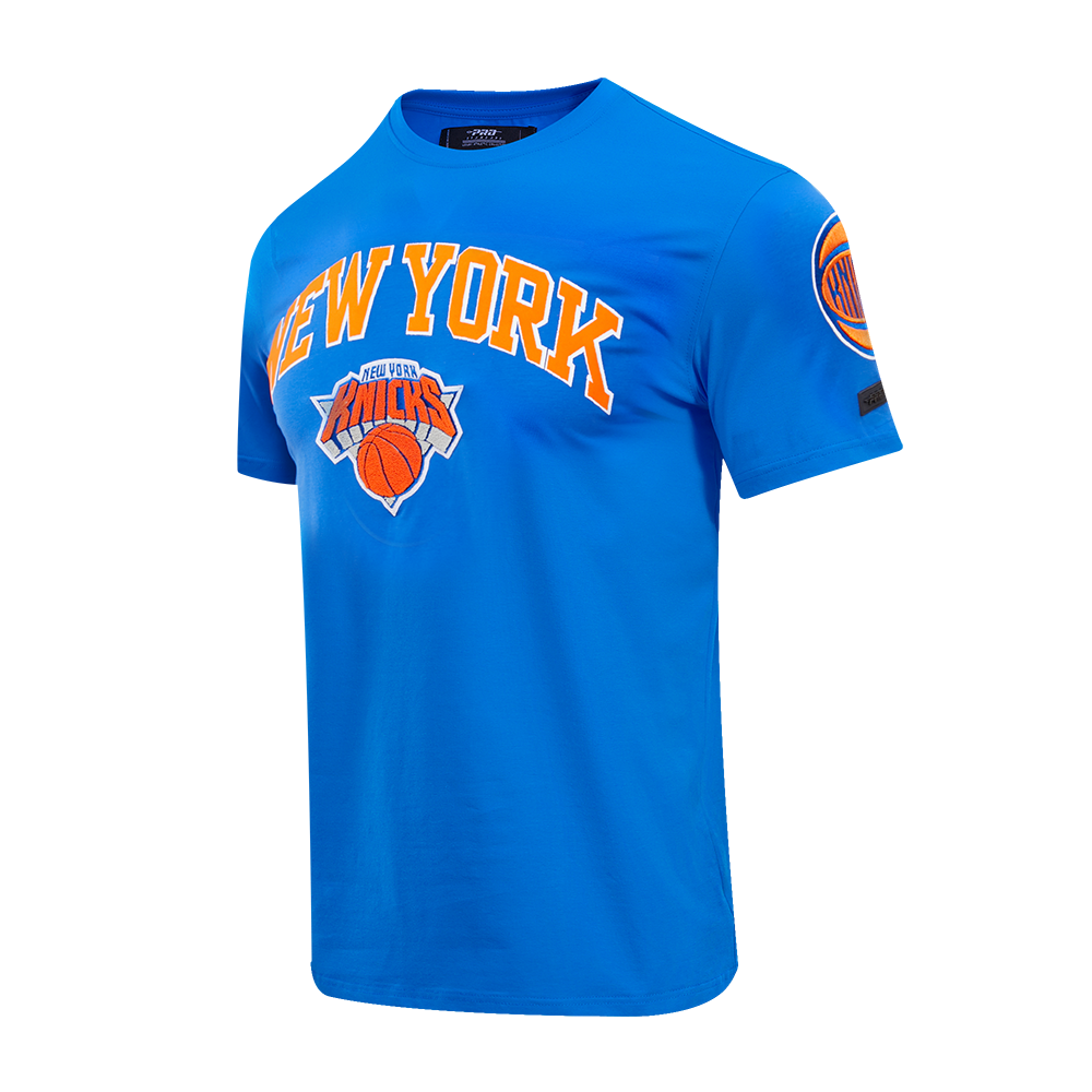 NBA NEW YORK KNICKS CLASSIC BRISTLE T-SHIRT POUR HOMME (BLEU ROYAL)