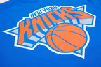 NBA NEW YORK KNICKS T-SHIRT PRO TEAM À BANDES ET À LOGO POUR HOMME (BLEU ROYAL/ORANGE)