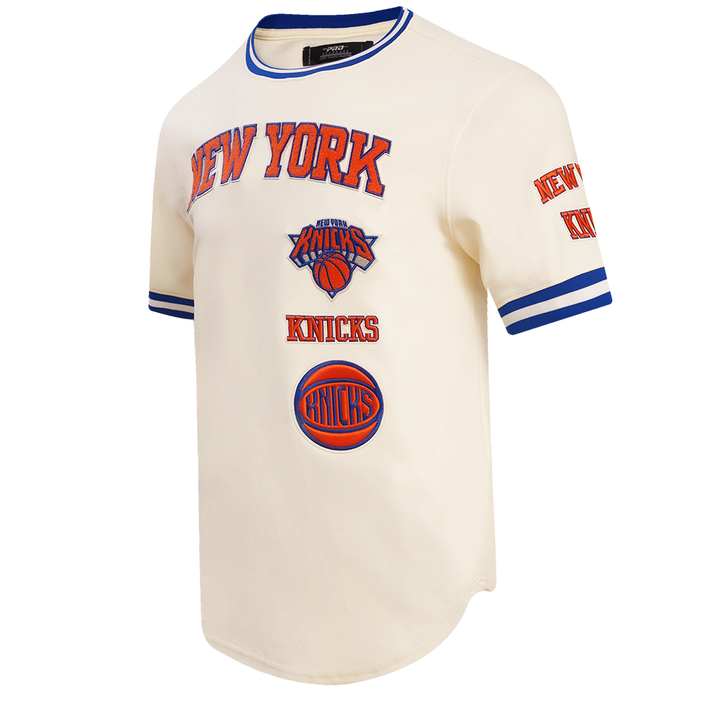 NBA NEW YORK KNICKS RETRO CLASSIC MEN'S TEE (EGGSHELL/ ROYAL BLUE)