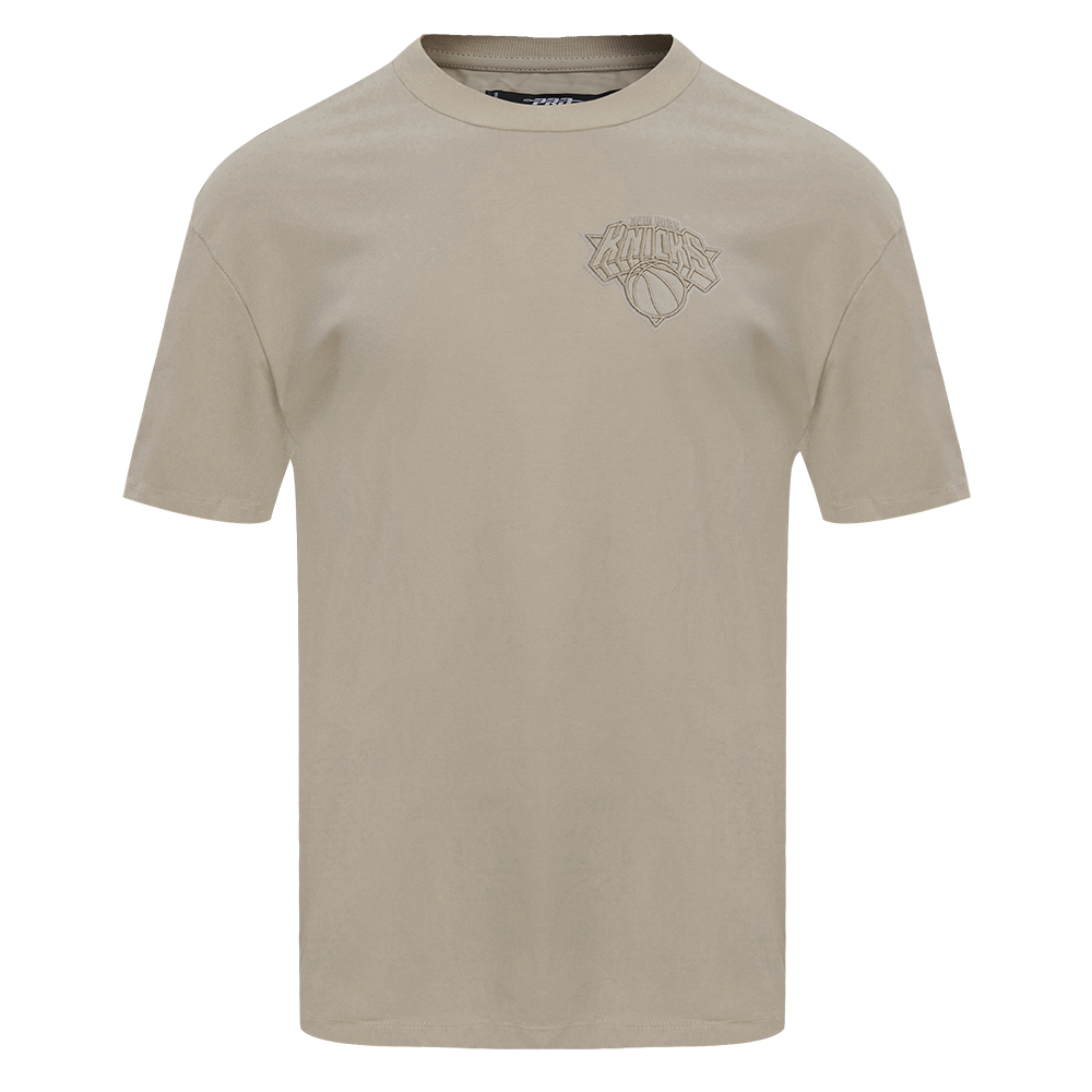 NBA NEW YORK KNICKS NEUTRAL COTTON JERSEY DROP SHOULDER TEE (TAUPE)