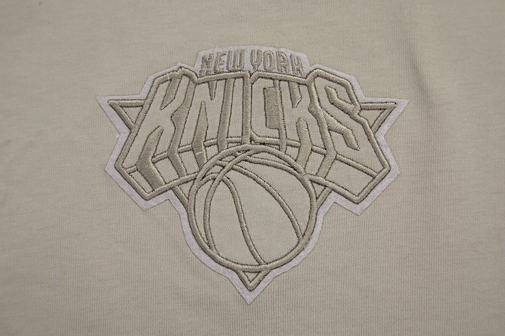 NBA NEW YORK KNICKS NEUTRAL COTTON JERSEY DROP SHOULDER TEE (TAUPE)