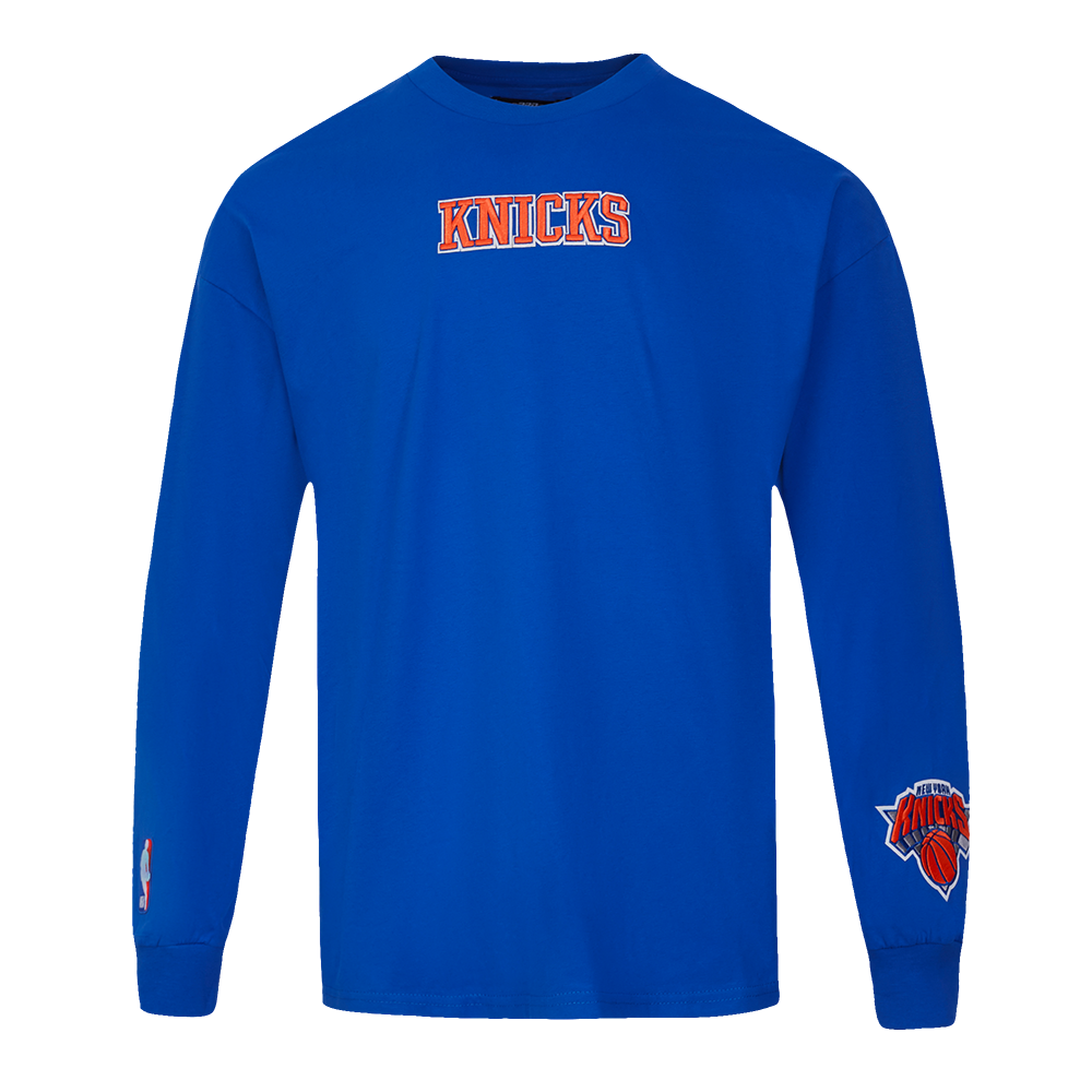 NBA NEW YORK KNICKS WINGSPAN MEN'S DROP SHOULDER LS TEE (ROYAL BLUE)