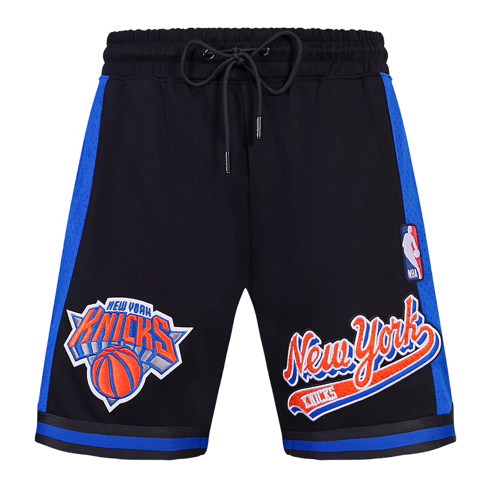NBA NEW YORK KNICKS SCRIPT TAIL MEN'S DOUBLE KNIT 2.0 SHORT (BLACK/ROYAL BLUE/BLACK)