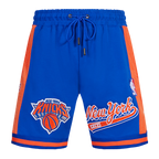NBA NEW YORK KNICKS SCRIPT TAIL MEN'S DOUBLE KNIT 2.0 SHORT (ROYAL BLUE/ORANGE)