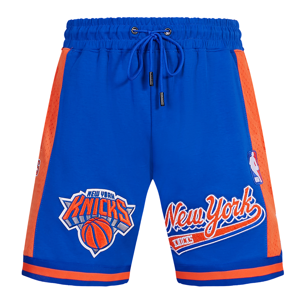 NBA NEW YORK KNICKS SCRIPT TAIL MEN'S DOUBLE KNIT 2.0 SHORT (ROYAL BLUE/ORANGE)