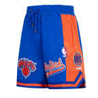 NBA NEW YORK KNICKS SCRIPT TAIL MEN'S DOUBLE KNIT 2.0 SHORT (ROYAL BLUE/ORANGE)