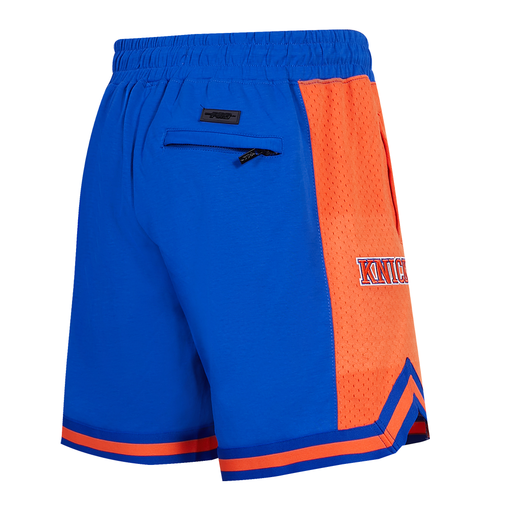 NBA NEW YORK KNICKS SCRIPT TAIL MEN'S DOUBLE KNIT 2.0 SHORT (ROYAL BLUE/ORANGE)