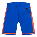 NBA NEW YORK KNICKS SCRIPT TAIL MEN'S DOUBLE KNIT 2.0 SHORT (ROYAL BLUE/ORANGE)