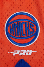 NBA NEW YORK KNICKS SCRIPT TAIL MEN'S DOUBLE KNIT 2.0 SHORT (ROYAL BLUE/ORANGE)