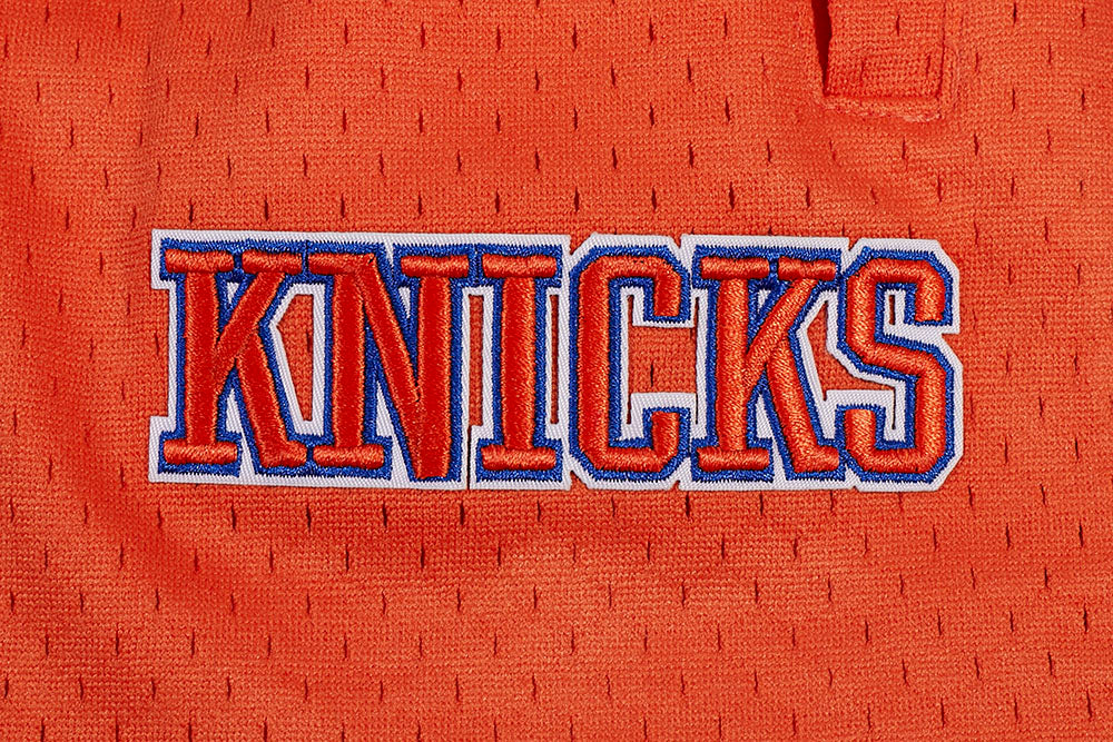 NBA NEW YORK KNICKS SCRIPT TAIL MEN'S DOUBLE KNIT 2.0 SHORT (ROYAL BLUE/ORANGE)
