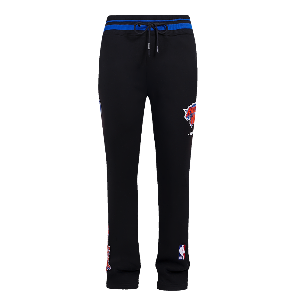 NBA NEW YORK KNICKS SCRIPT TAIL MEN'S RIB FLEECE SWEATPANT (BLACK/ROYAL BLUE/BLACK)