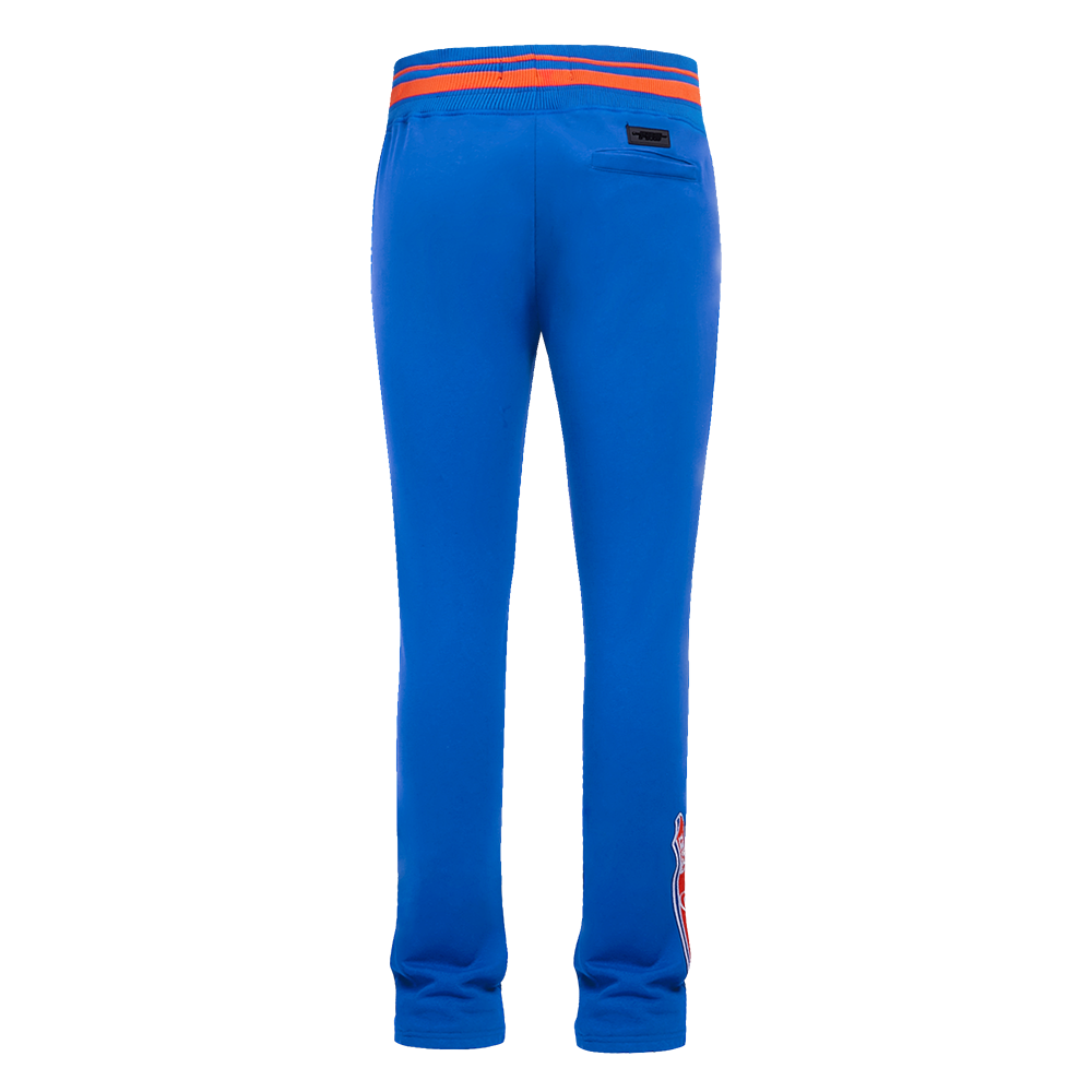 NBA NEW YORK KNICKS SCRIPT TAIL PANTALON OUATÉ EN MOLLETON CÔTELÉ POUR HOMME (BLEU ROYAL/ORANGE/BLEU ROYAL)