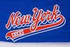 NBA NEW YORK KNICKS SCRIPT TAIL PANTALON OUATÉ EN MOLLETON CÔTELÉ POUR HOMME (BLEU ROYAL/ORANGE/BLEU ROYAL)