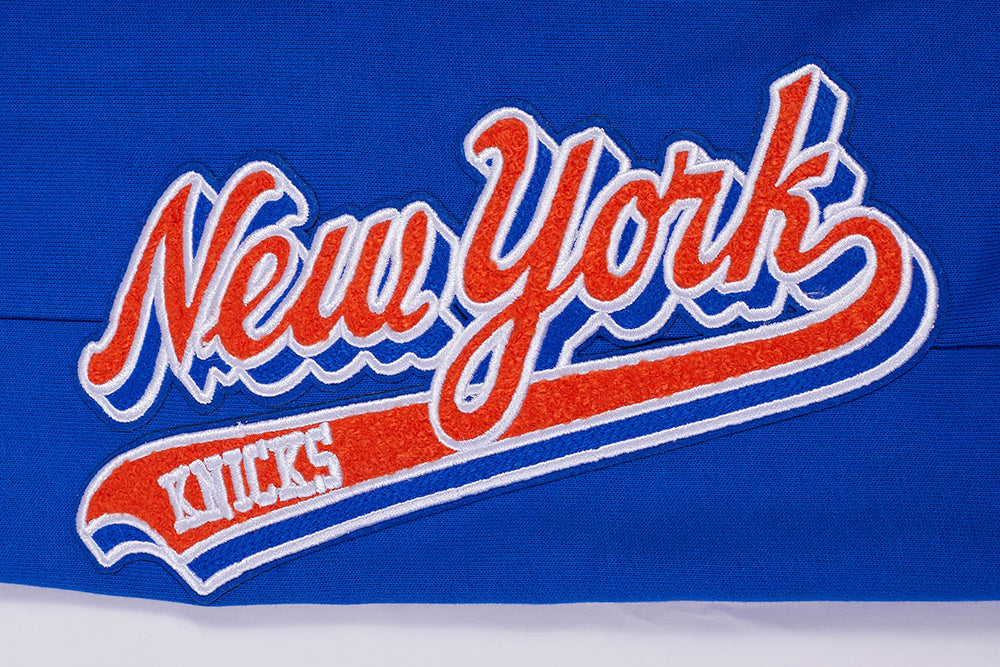 NBA NEW YORK KNICKS SCRIPT TAIL PANTALON OUATÉ EN MOLLETON CÔTELÉ POUR HOMME (BLEU ROYAL/ORANGE/BLEU ROYAL)