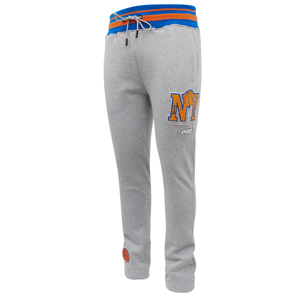 NBA NEW YORK KNICKS PANTALON OUATÉ MASHUP CÔTELÉ POUR HOMME (GRIS CHINÉ/BLEU ROYAL/ORANGE)