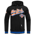 NBA NEW YORK KNICKS SCRIPT TAIL CHANDAIL À CAPUCHON EN MOLLETON CÔTELÉ POUR HOMME (NOIR/BLEU ROYAL/NOIR)