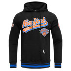 NBA NEW YORK KNICKS SCRIPT TAIL CHANDAIL À CAPUCHON EN MOLLETON CÔTELÉ POUR HOMME (NOIR/BLEU ROYAL/NOIR)