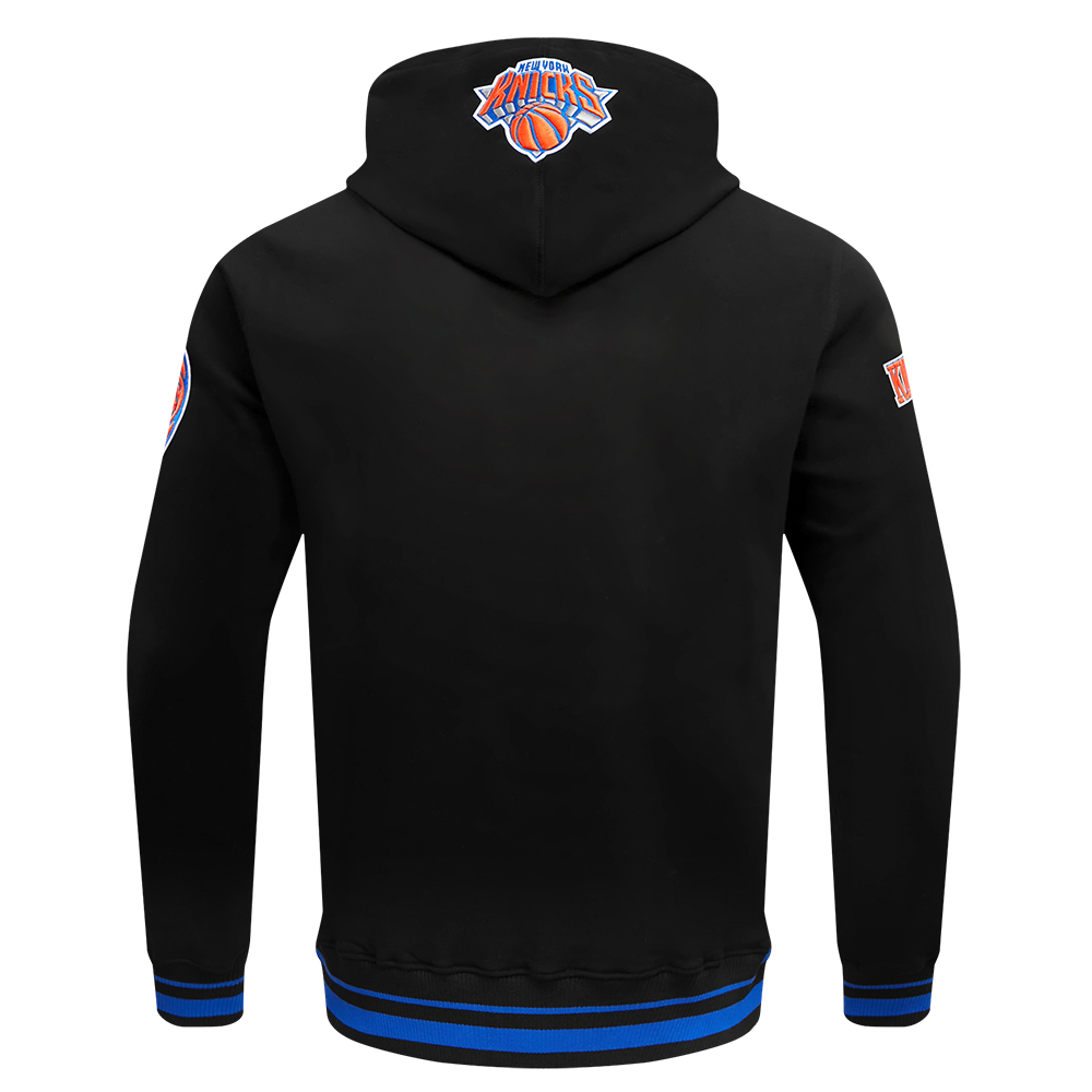 NBA NEW YORK KNICKS SCRIPT TAIL CHANDAIL À CAPUCHON EN MOLLETON CÔTELÉ POUR HOMME (NOIR/BLEU ROYAL/NOIR)