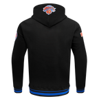 NBA NEW YORK KNICKS SCRIPT TAIL CHANDAIL À CAPUCHON EN MOLLETON CÔTELÉ POUR HOMME (NOIR/BLEU ROYAL/NOIR)