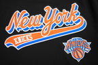 NBA NEW YORK KNICKS SCRIPT TAIL CHANDAIL À CAPUCHON EN MOLLETON CÔTELÉ POUR HOMME (NOIR/BLEU ROYAL/NOIR)