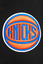 NBA NEW YORK KNICKS SCRIPT TAIL CHANDAIL À CAPUCHON EN MOLLETON CÔTELÉ POUR HOMME (NOIR/BLEU ROYAL/NOIR)