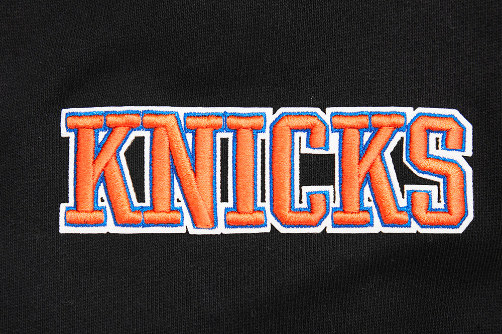 NBA NEW YORK KNICKS SCRIPT TAIL CHANDAIL À CAPUCHON EN MOLLETON CÔTELÉ POUR HOMME (NOIR/BLEU ROYAL/NOIR)