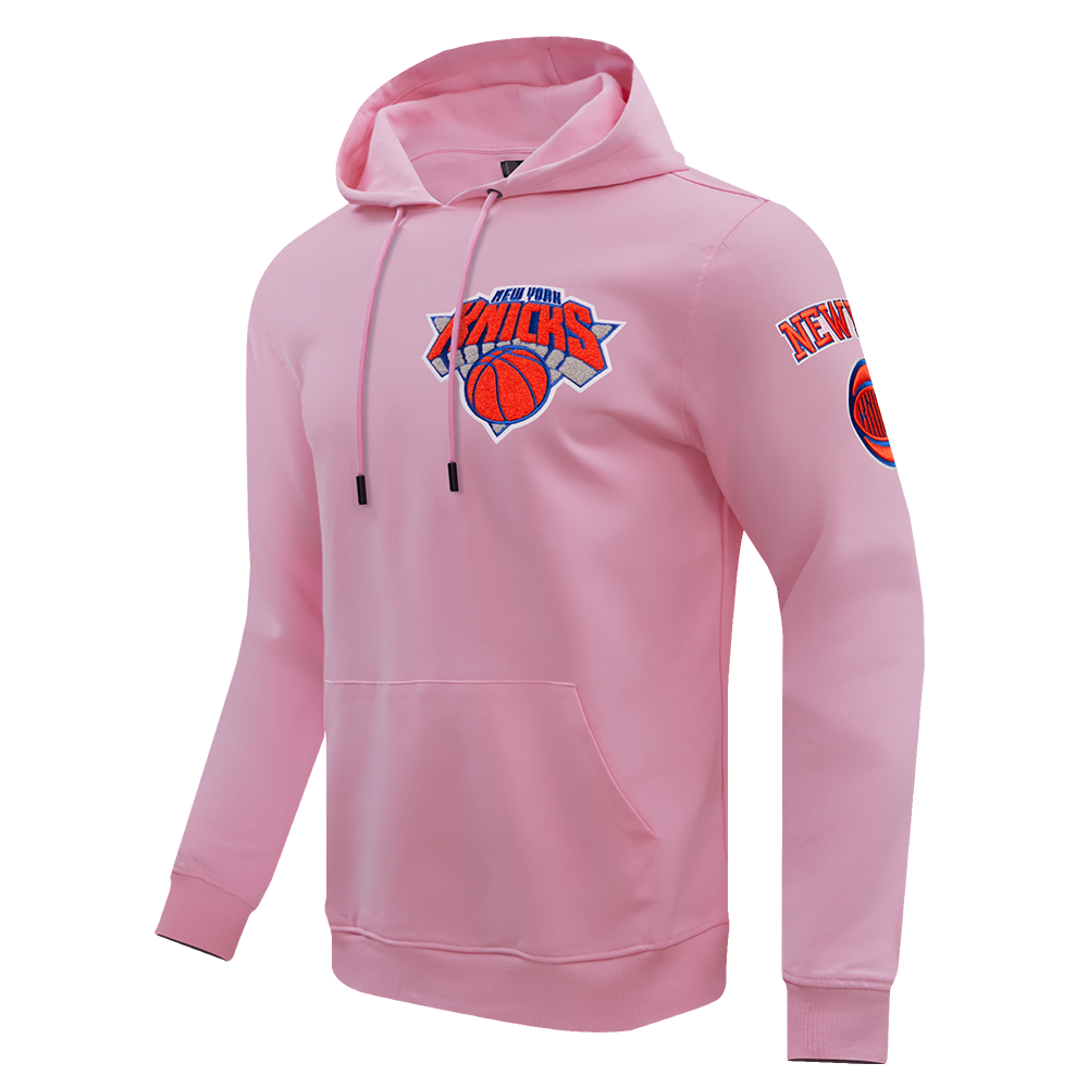 NBA NEW YORK KNICKS CLASSIC CHENILLE MEN'S PULLOVER HOODIE (PINK)
