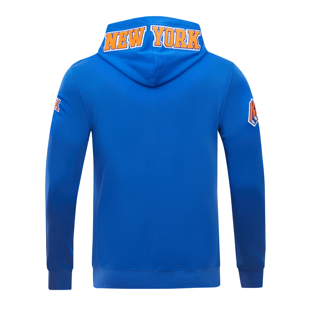 NBA NEW YORK KNICKS CLASSIC CHENILLE MEN'S PULLOVER HOODIE (ROYAL BLUE)
