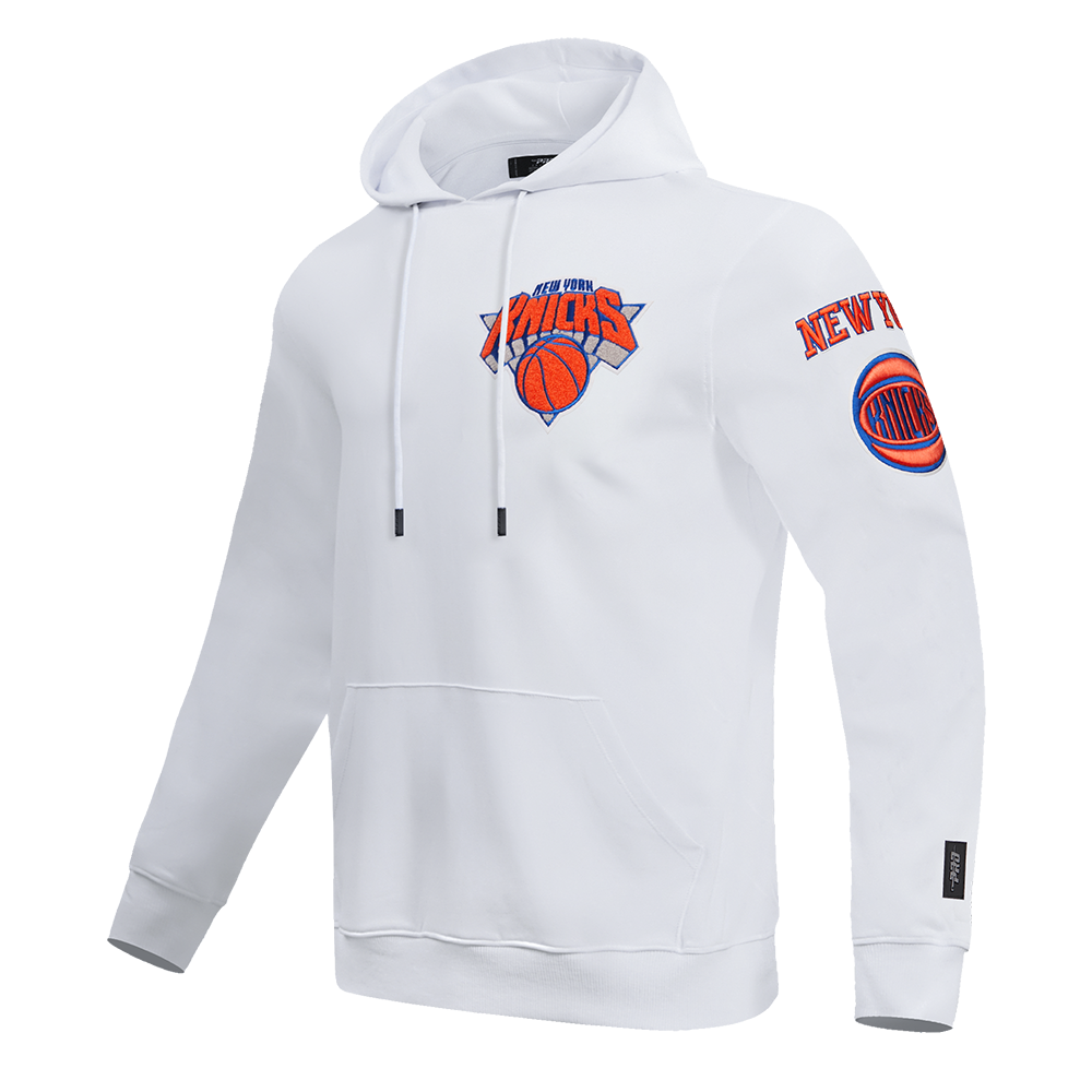 NBA NEW YORK KNICKS CLASSIC CHENILLE MEN'S PULLOVER HOODIE (WHITE)