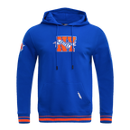 NBA NEW YORK KNICKS TEAM PENNANTS CHANDAIL À CAPUCHON EN MOLLETON CÔTELÉ POUR HOMME (BLEU ROYAL/ORANGE/BLEU ROYAL)