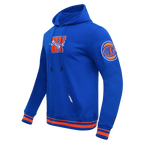NBA NEW YORK KNICKS TEAM PENNANTS CHANDAIL À CAPUCHON EN MOLLETON CÔTELÉ POUR HOMME (BLEU ROYAL/ORANGE/BLEU ROYAL)