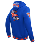 NBA NEW YORK KNICKS TEAM PENNANTS CHANDAIL À CAPUCHON EN MOLLETON CÔTELÉ POUR HOMME (BLEU ROYAL/ORANGE/BLEU ROYAL)