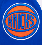 NBA NEW YORK KNICKS TEAM PENNANTS CHANDAIL À CAPUCHON EN MOLLETON CÔTELÉ POUR HOMME (BLEU ROYAL/ORANGE/BLEU ROYAL)