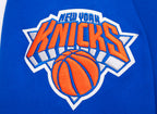 NBA NEW YORK KNICKS TEAM PENNANTS CHANDAIL À CAPUCHON EN MOLLETON CÔTELÉ POUR HOMME (BLEU ROYAL/ORANGE/BLEU ROYAL)