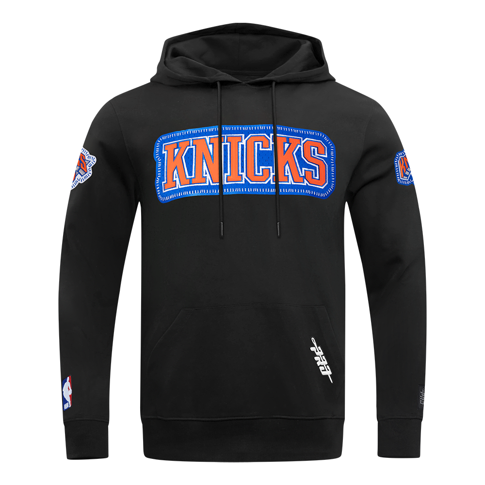 NBA NEW YORK KNICKS DIY PICK STITCH CHANDAIL À CAPUCHON EN MAILLE DOUBLE POUR HOMME (NOIR)