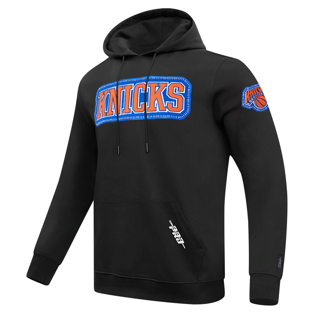 NBA NEW YORK KNICKS DIY PICK STITCH MEN'S DOUBLE KNIT PULLOVER HOODIE (BLACK)