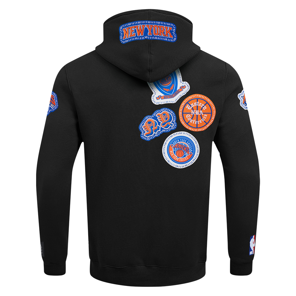 NBA NEW YORK KNICKS DIY PICK STITCH CHANDAIL À CAPUCHON EN MAILLE DOUBLE POUR HOMME (NOIR)