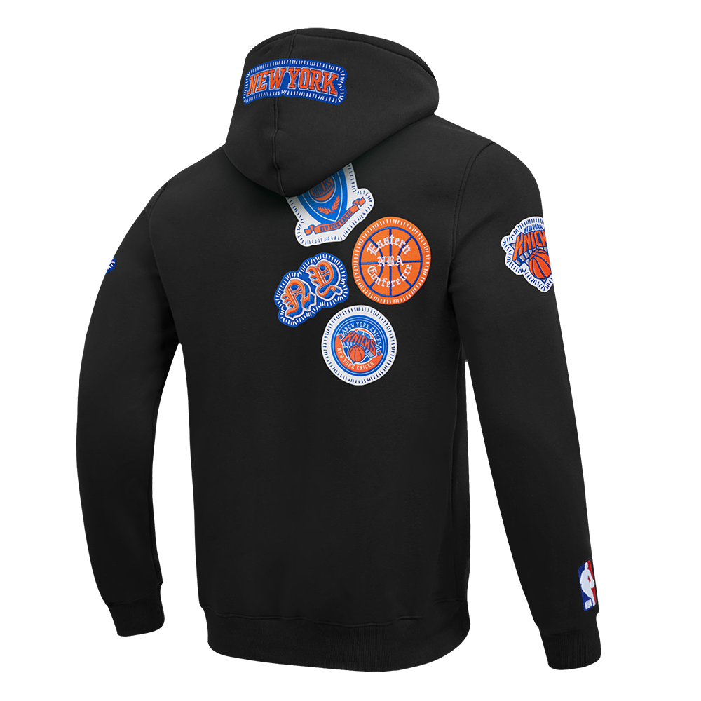 NBA NEW YORK KNICKS DIY PICK STITCH CHANDAIL À CAPUCHON EN MAILLE DOUBLE POUR HOMME (NOIR)