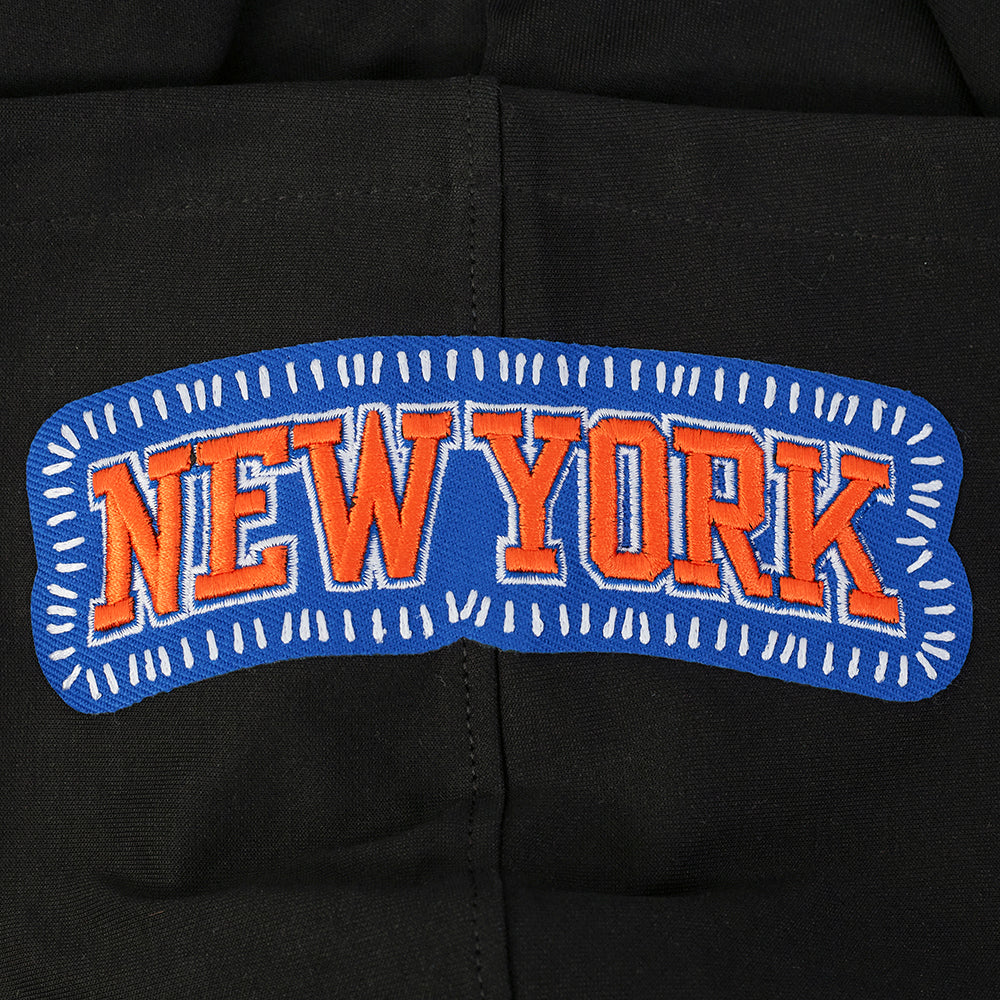 NBA NEW YORK KNICKS DIY PICK STITCH CHANDAIL À CAPUCHON EN MAILLE DOUBLE POUR HOMME (NOIR)