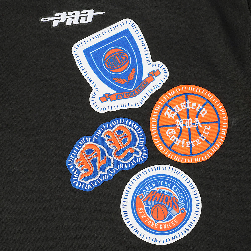 NBA NEW YORK KNICKS DIY PICK STITCH CHANDAIL À CAPUCHON EN MAILLE DOUBLE POUR HOMME (NOIR)