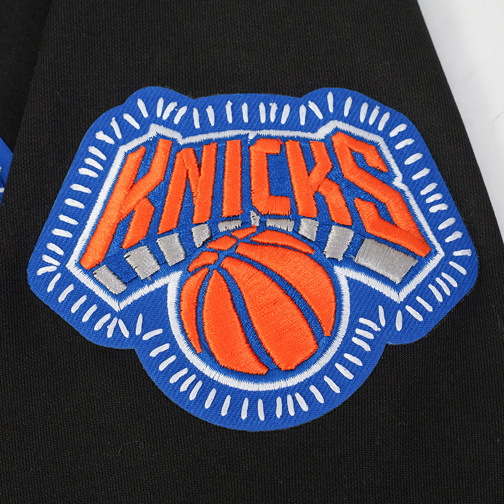 NBA NEW YORK KNICKS DIY PICK STITCH CHANDAIL À CAPUCHON EN MAILLE DOUBLE POUR HOMME (NOIR)