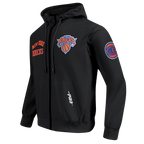 NBA NEW YORK KNICKS CLASSIC WIND SUIT MEN'S WOVEN FULL ZIP PULLOVER HOODIE (BLACK)