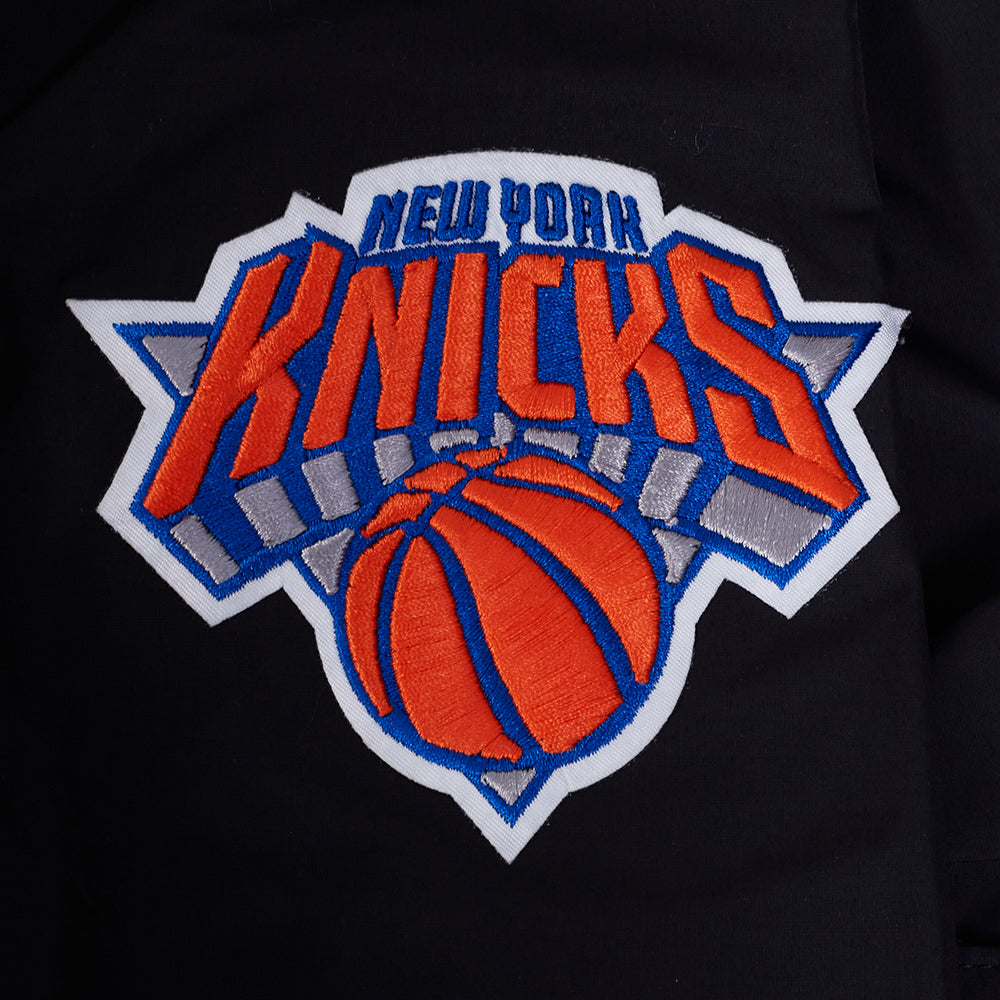 NBA NEW YORK KNICKS CLASSIC WIND SUIT MEN'S WOVEN FULL ZIP PULLOVER HOODIE (BLACK)