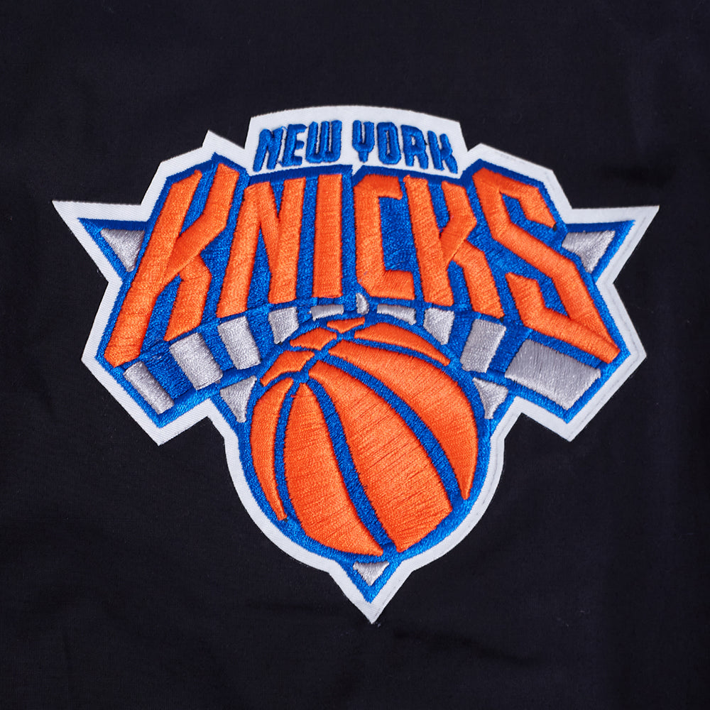 NBA NEW YORK KNICKS CLASSIC WIND SUIT MEN'S WOVEN FULL ZIP PULLOVER HOODIE (BLACK)