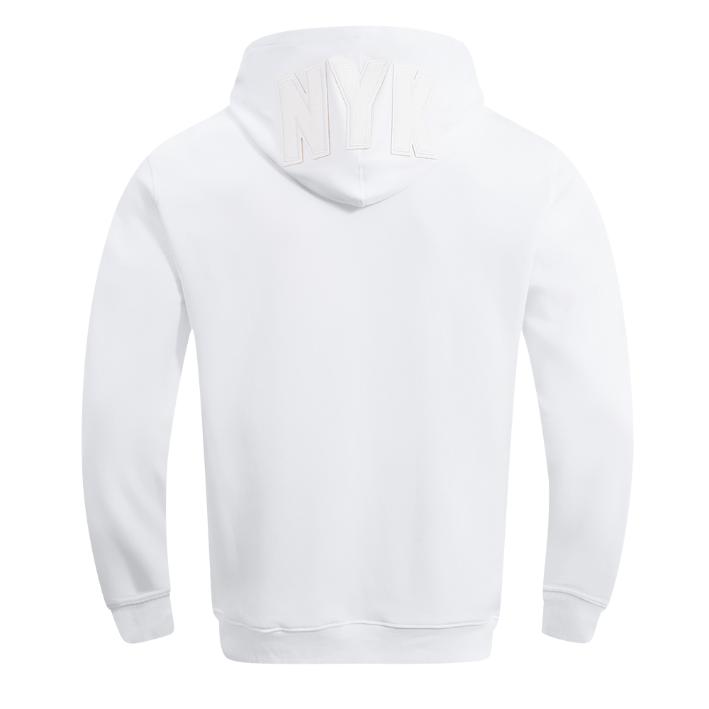 NBA NEW YORK KNICKS WHITE OUT MEN'S DOUBLE KNIT PULLOVER HOODIE (WHITE)