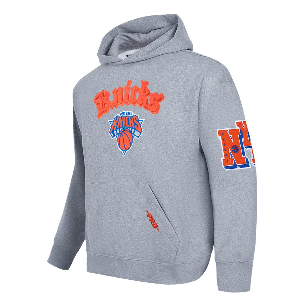NBA NEW YORK KNICKS BEST OF MEN'S DROP SHOULDER FLC PO HOODIE (DARK HEATHER GRAY)
