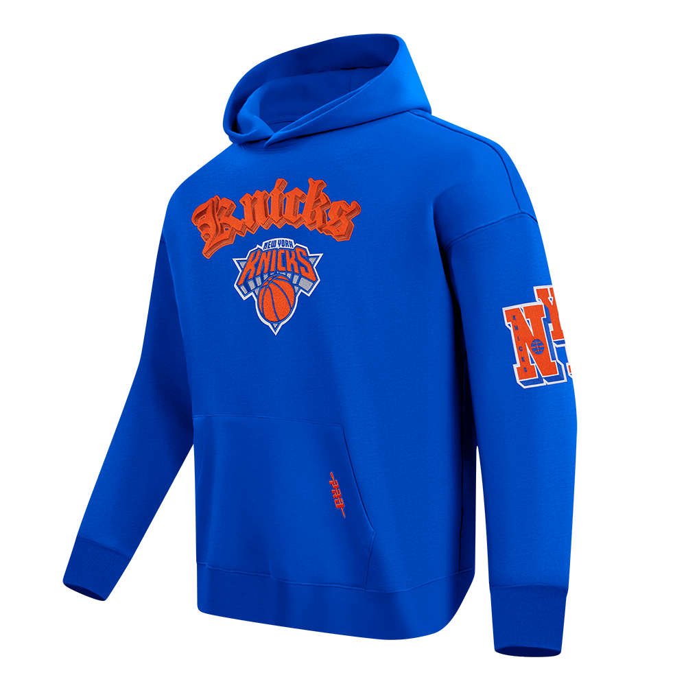NBA NEW YORK KNICKS BEST OF MEN'S DROP SHOULDER FLC PO HOODIE (ROYAL BLUE)