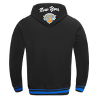 NBA NEW YORK KNICKS TEAM BADGE CHANDAIL À CAPUCHON CÔTELÉ POUR HOMME (NOIR/BLEU ROYAL/NOIR)