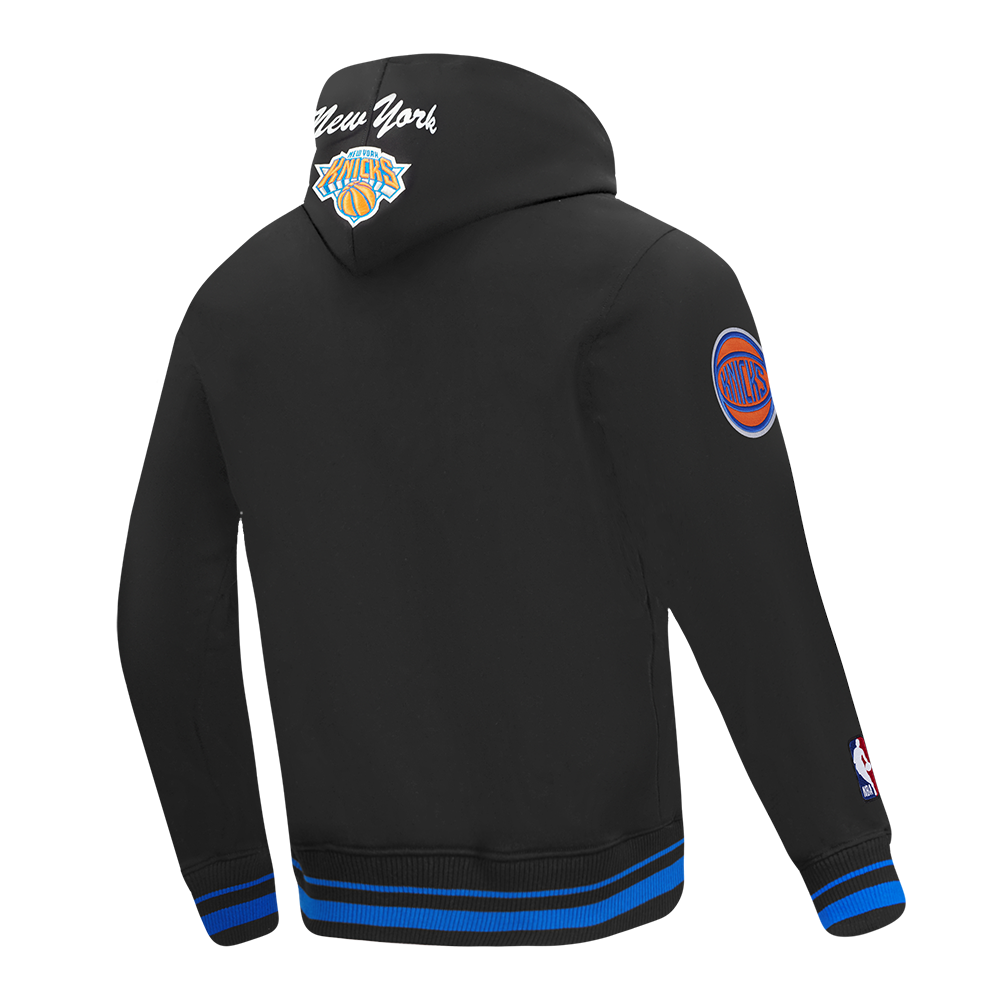 NBA NEW YORK KNICKS TEAM BADGE CHANDAIL À CAPUCHON CÔTELÉ POUR HOMME (NOIR/BLEU ROYAL/NOIR)